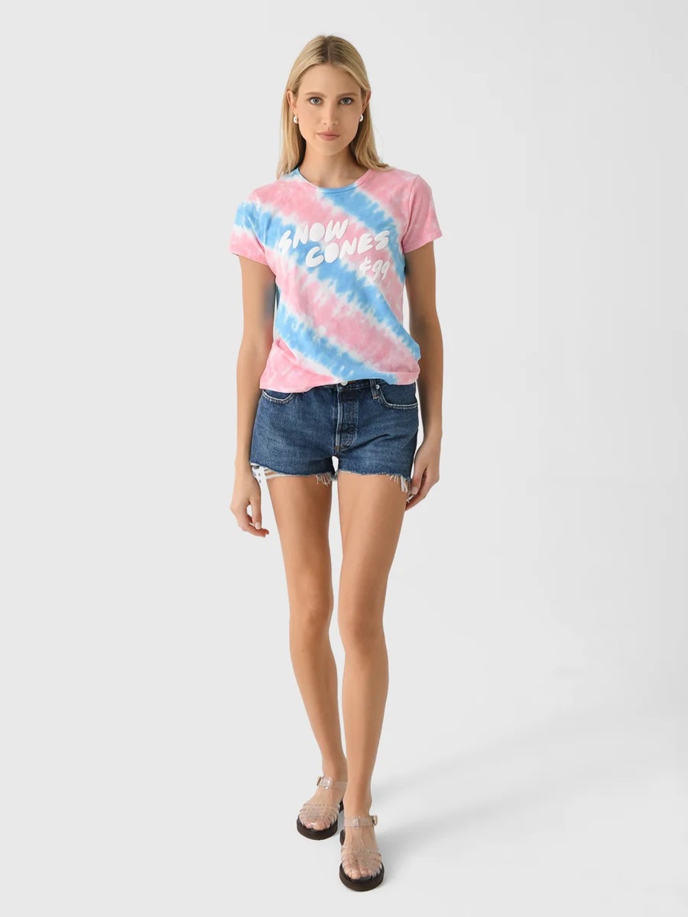 MOTHER Snow Cones Tie-Dye Tee - Pink & Blue - Picture 2 of 4